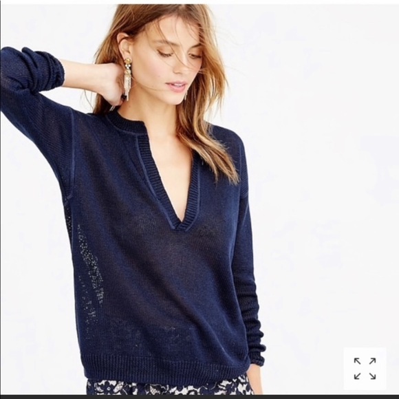 J Crew Linen Loose Knit Henley - Picture 10 of 11